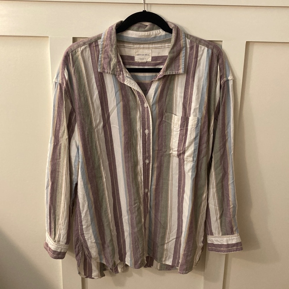 American Eagle striped soft button up shirt